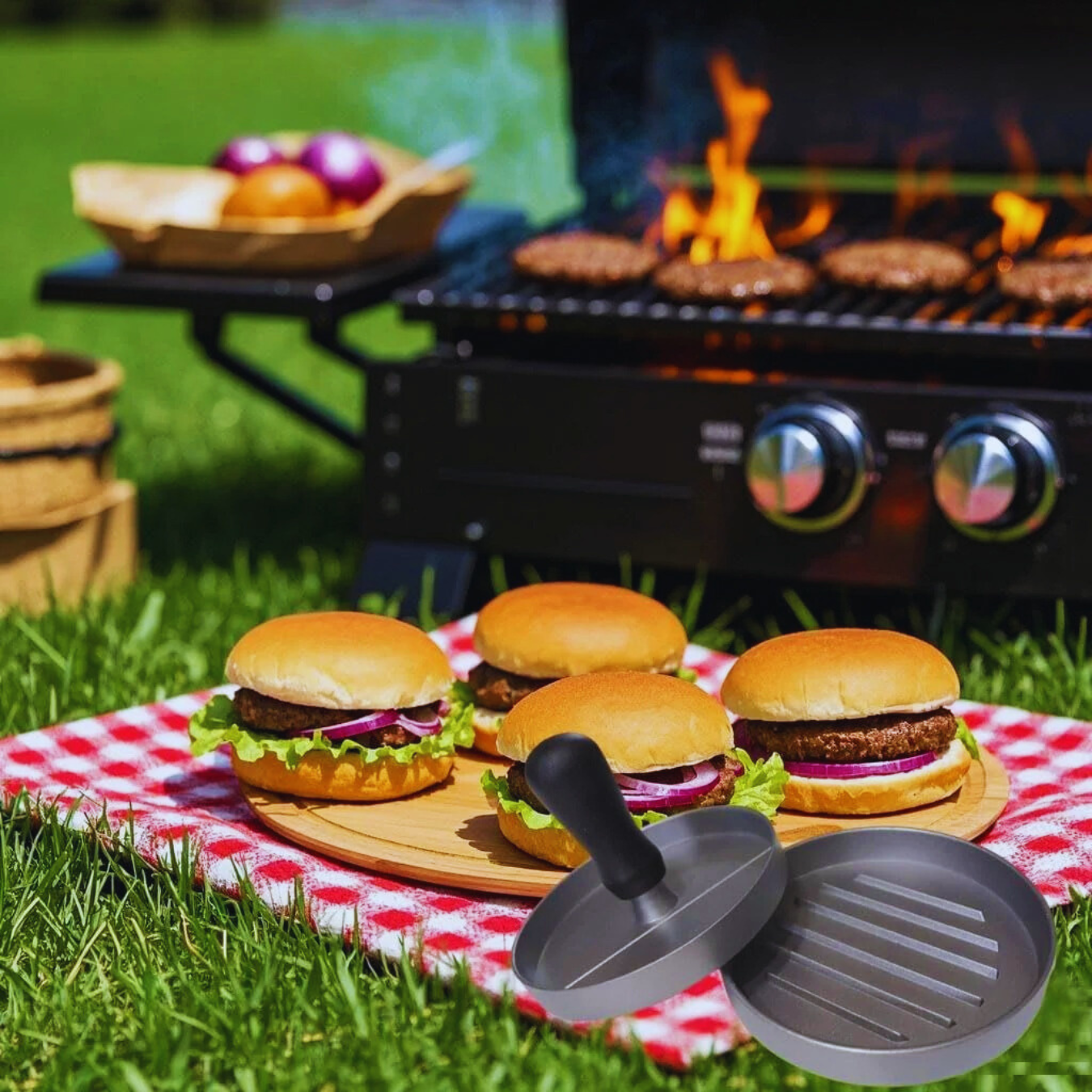 GrillMaster Press™ - Molde Profesional para Hamburguesas Caseras Perfectas