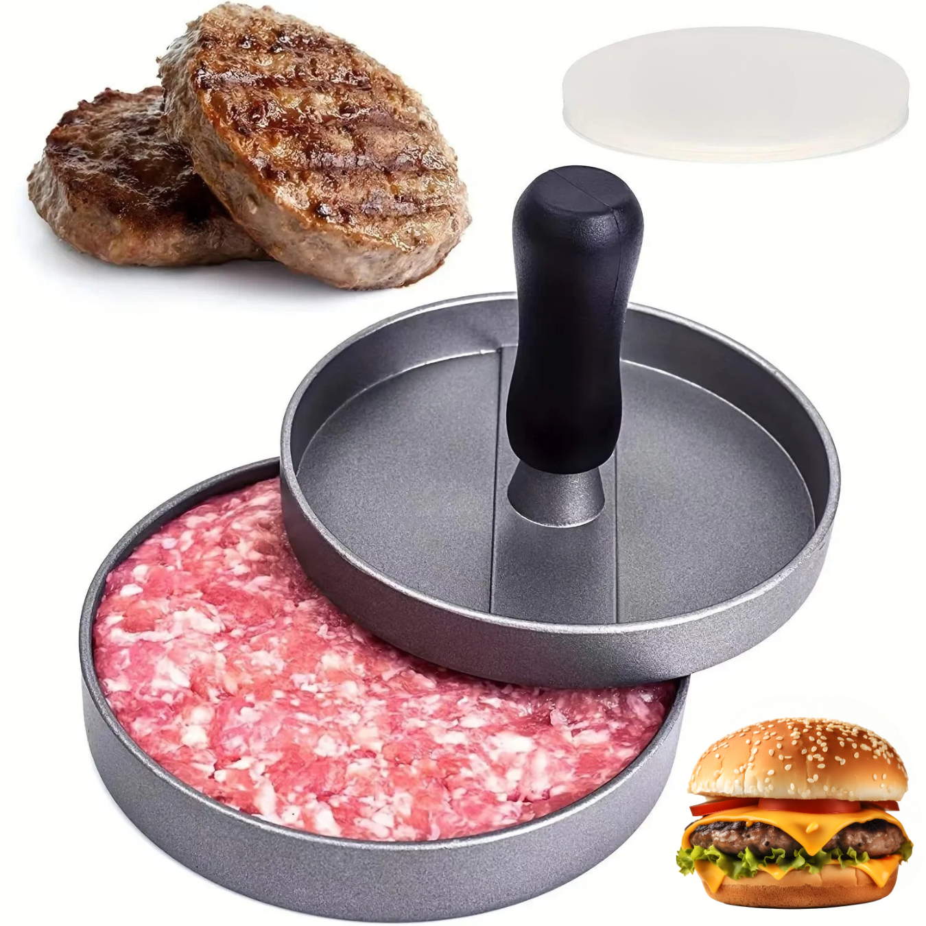 GrillMaster Press™ - Molde Profesional para Hamburguesas Caseras Perfectas
