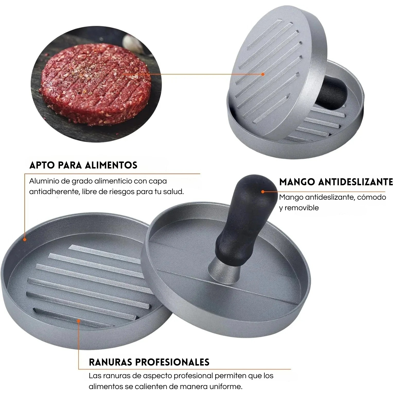 GrillMaster Press™ - Molde Profesional para Hamburguesas Caseras Perfectas